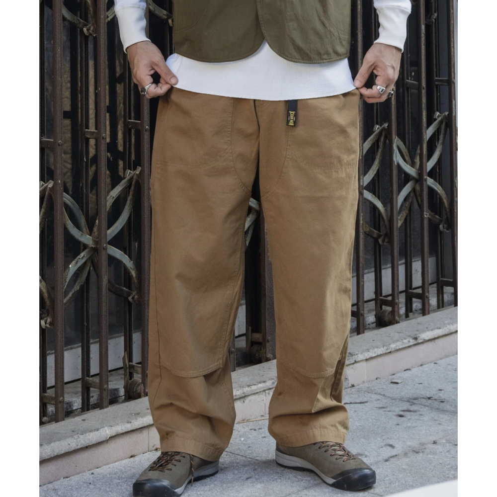 Non Stock Double Knee Canvas Climbing Pants Men Outdoor Cargo Hiking Pant L